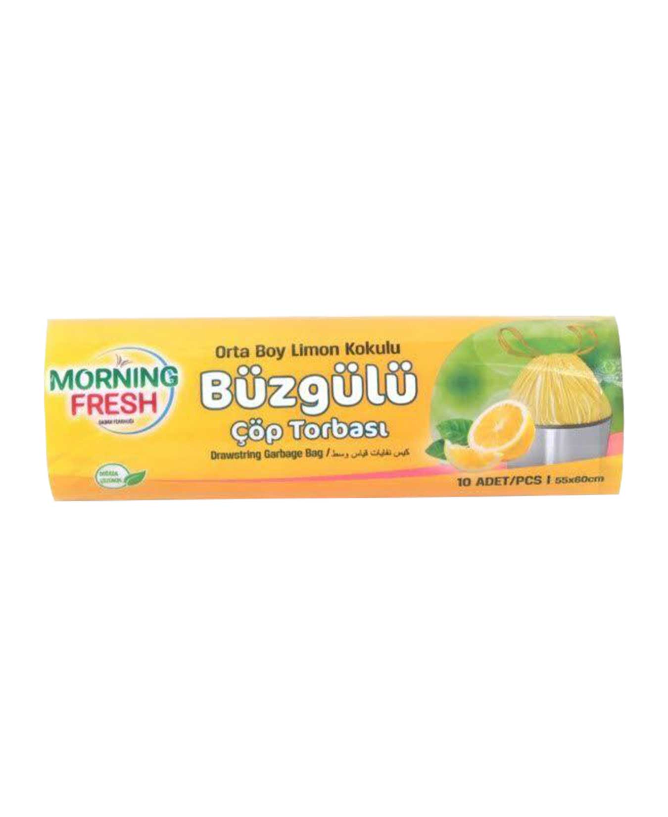 Morning Fresh Büzgülü Çöp Poşeti Orta Boy 10 Lu 55*60 cm Limon Kokulu