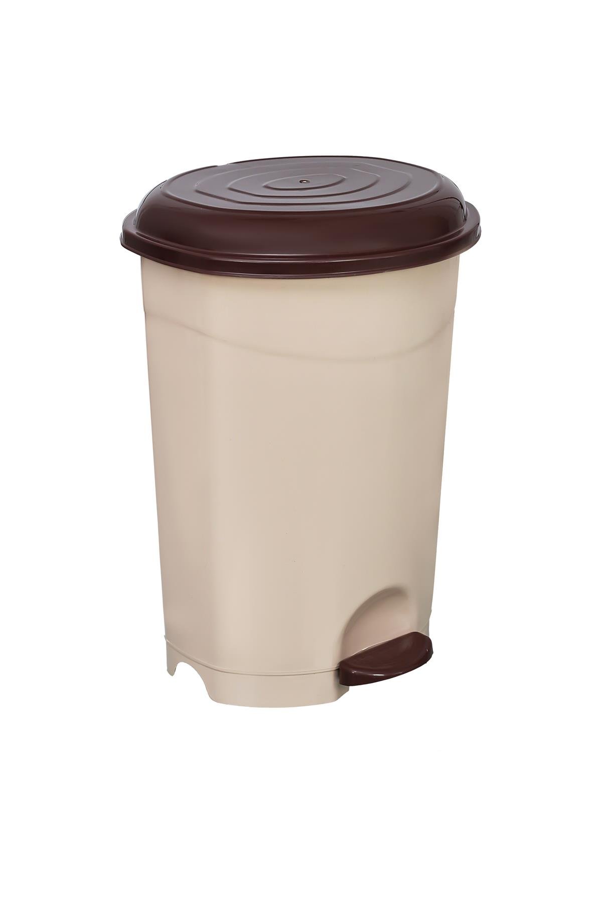 Planet Pedallı Çöp Kovası 50 LT No. 5 Yeni Krem / Çikolata Kahve